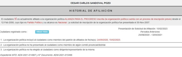 César Sandoval está afiliado a APP | Foto: ROP. César Sandoval está afiliado a APP | Foto: ROP.