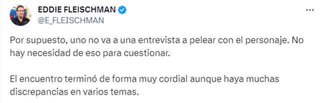  Eddie Fleischman sobre el encuentro con Fossati. Foto: captura de X/ Eddie Fleischman.    