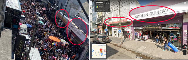 Comparación de las fotos (el primero es la imagen del post y el segundo, de Google Maps). Foto: captura en Facebook.