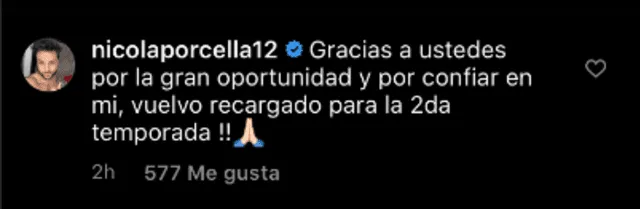 Nicola Porcella responde a mensaje de Magda Rodríguez.