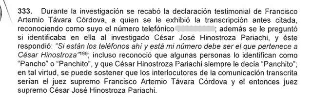 Francisco Távara confirmó que César Hinostroza lo llamaba "panchito". Foto: Abel Cárdenas- X.   