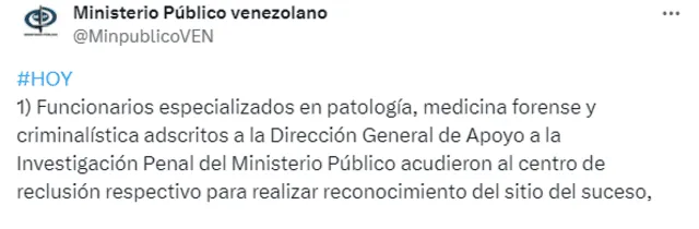 Publicación del Ministerio Público venezolano sobre la muerte de Marino Lugo. Foto: Ministerio Público venezolano/X   