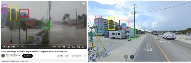  El video fue capturado en la costa de Florida. Foto: capturas en YouTube / Max Olson Chasing y Google Street View.   