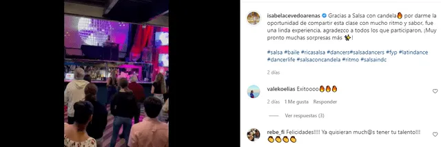 Isabel Acevedo dio clases de salsa en inglés. Foto: Isabel Acevedo/Instagram.