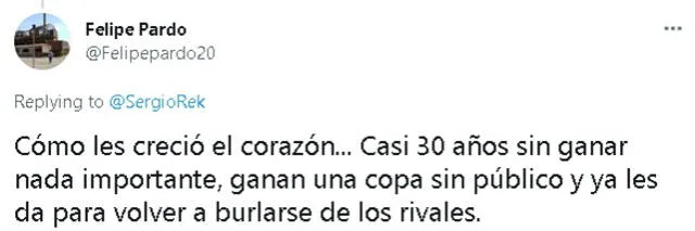 Tuit de Felipe Pardo. Foto: captura de pantalla Twitter