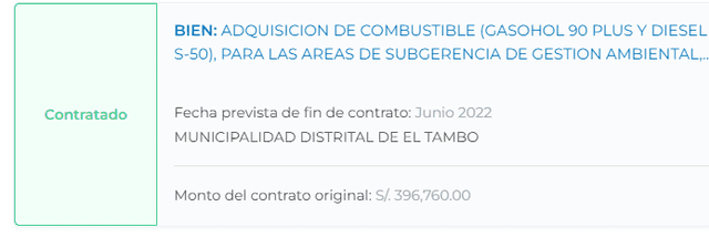 Contrato en la municipalidad distrital Tambo (Huancayo)