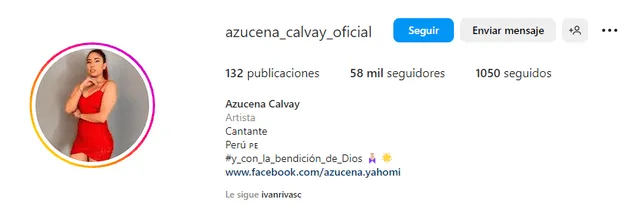 Azucena Calvay en redes sociales. Foto: captura de Instagram   