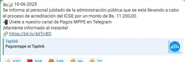 Anuncio del Bono de Guerra de junio 2025 para jubilados. Foto: Pagos MPPE Anuncio del Bono de Guerra de junio 2025 para jubilados. Foto: Pagos MPPE