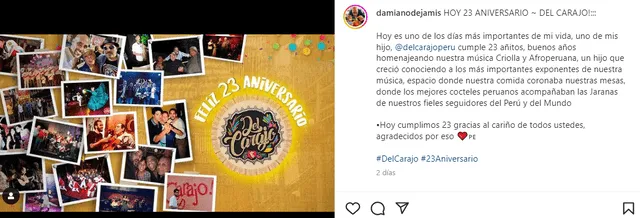 Damian Ode celebró los 23 años de la peña Del Carajo