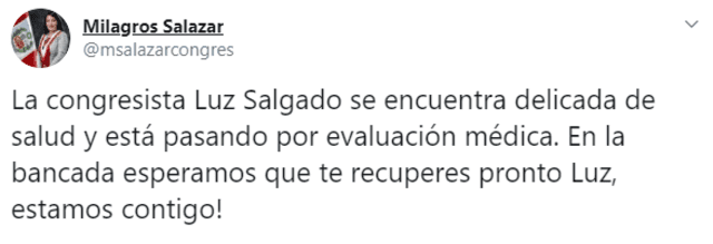 Milagros Salazar se pronunció por situación médica de Luz Salgado.