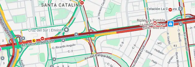  Tráfico pronunciado en la avenida Javier Prado. Foto: GoogleMaps   