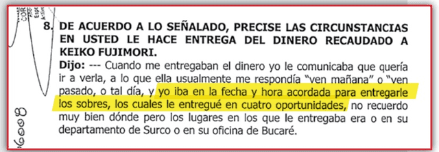 Jorge Yoshiyama confesó que Keiko Fujimori le ordenó que recaudara dinero en efectivo y que luego se lo entregó en efectivo.   