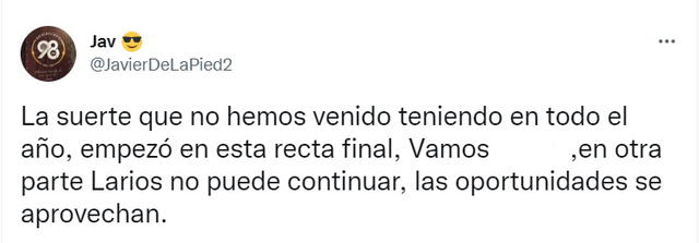 Hinchas cremas hablan de Larios. Foto: Twitter