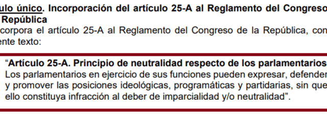  La modificación al reglamento del Congreso que plantea la Comisión de Constitución.   