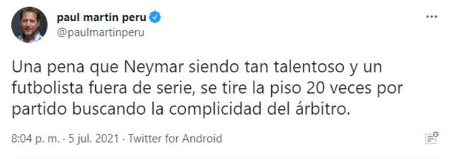 Paul Martin es un asiduo seguidor de la selección peruana.