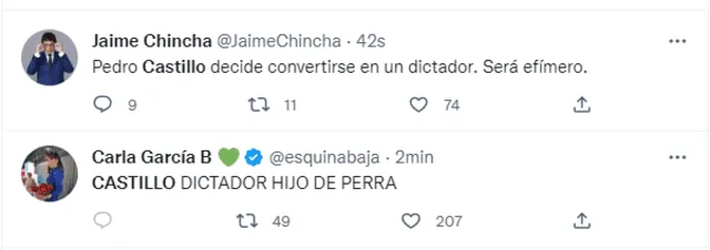 Periodistas se pronuncian ante la disolución del Congreso anunciado por el presidente, Pedro Castillo. Foto: Twitter