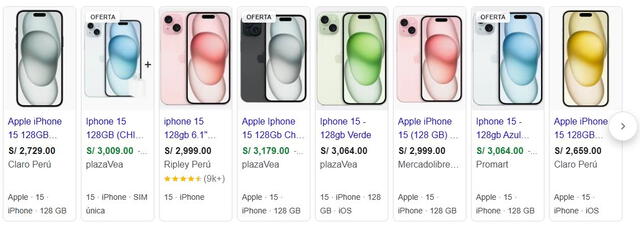  Los precios del Iphone 15 van oscilan desde S/2.729 en Perú. Foto: Google   