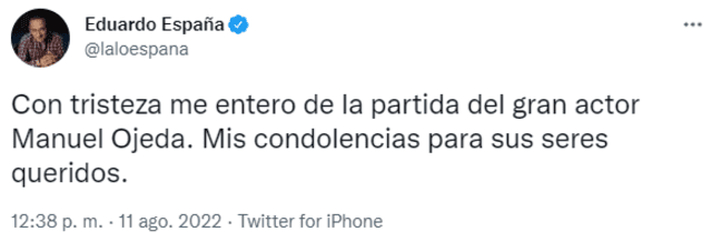 Condolencias de Eduardo España. Foto: Twitter