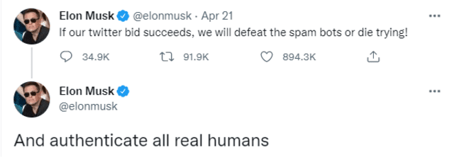 Publicación de Elon Musk. Twitter de Elon Musk
