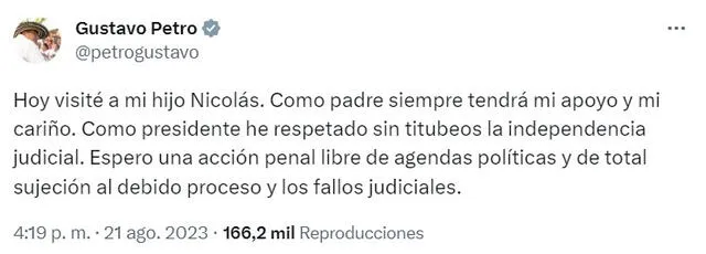 Gustavo Petro confirmó la reunión a través de X (antes Twitter). Foto: captura @petrogustavo/Twitter   