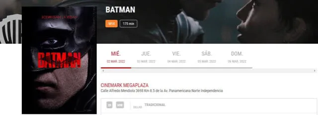 Cinemark estrenará The Batman este miércoles 2 de marzo. Foto: captura de Cinemark