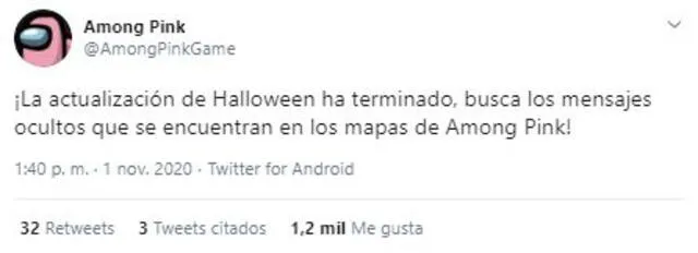Anuncio de creadores de Among pink. Foto: Captura Twitter