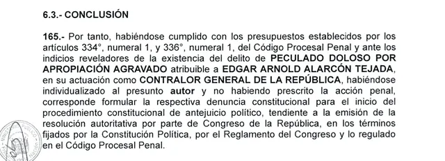 Denuncia contra Edgar Alarcón presentada por la fiscal de la Nación. Foto: captura r