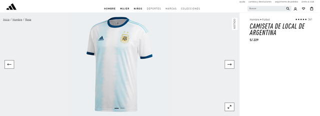 Costo camiseta Argentina. Foto: captura