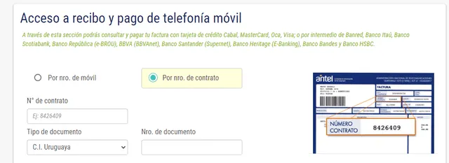 Antel ofrece la opción online del pago de telefonía móvil y recibo. Foto: Antel   