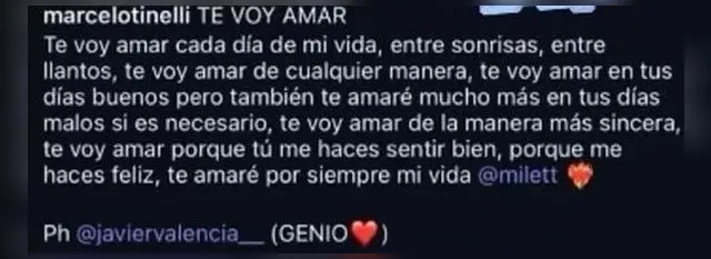 Marcelo Tinelli dedica mensaje a Milett. Foto: Instarándula   