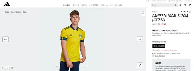 Costo camiseta Suecia. Foto: captura