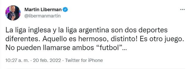 El periodista argentino es reconocido por sus críticas directas. Foto: Captura Twitter Martin Liberman.