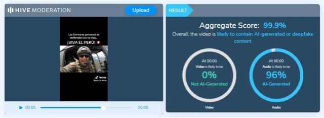 <em>Resultado de la evaluación en Hive Moderation. Foto: captura de Google</em>   