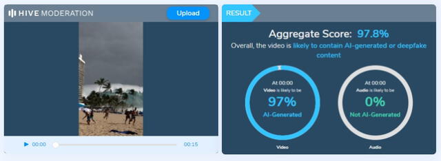 <em>Resultado de la evaluación en Hive Moderation. Foto: captura de Google</em>   