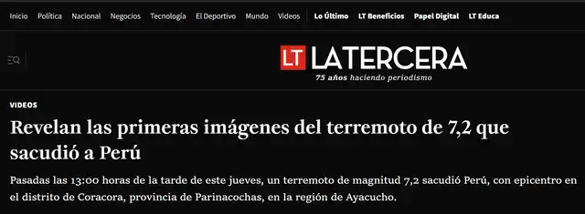 El medio chileno informó de las primeras imágenes del sismo. El medio chileno informó de las primeras imágenes del sismo.
