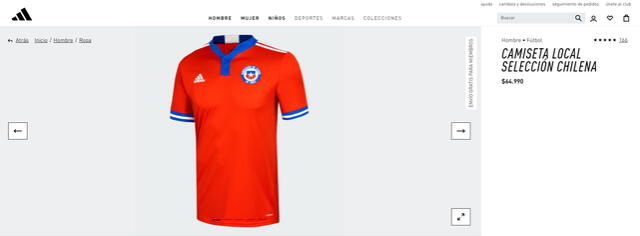 Costo camiseta Chile. Foto: captura