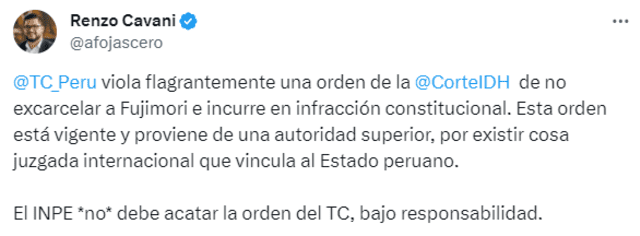 Docente de Derecho en la PUCP, Renzo Cavani, señala que el fallo incurre en una infracción constitucional. Foto: afojascero/ X   