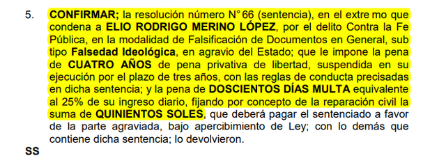 Sentencia a hermano del congresista Omar Merino.