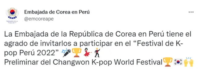 Kpop Festival Perú Concurso Embajada de Corea del Sur