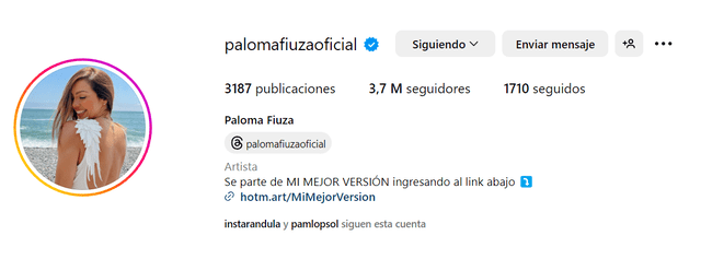 Perfil de Instagram de Paloma Fiuza. Foto: Instagram   