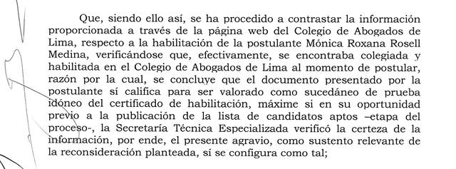 Parte de la resolución de la Comisión Especial JNJ. Parte de la resolución de la Comisión Especial JNJ.