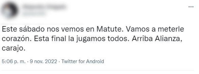 Comentarios de los hinchas aliancistas. Foto: Twitter