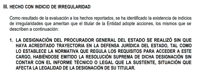 Informe de la Contraloría sobre designación de Daniel Soria. Foto: documento