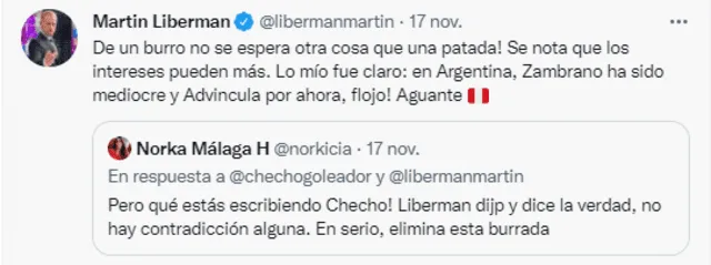 Liberman llama "burro" a Ibarra. Foto: captura Twitter Martín Liberman