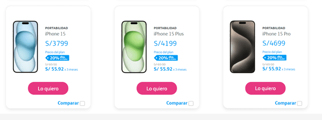 Apple iPhone 15 256GB Rosado - Movistar