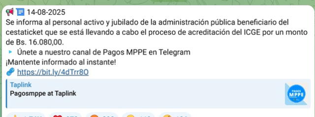 Anuncio del Bono de Guerra de agosto 2025 para docentes activos. Foto: Pagos MPPE Anuncio del Bono de Guerra de agosto 2025 para docentes activos. Foto: Pagos MPPE