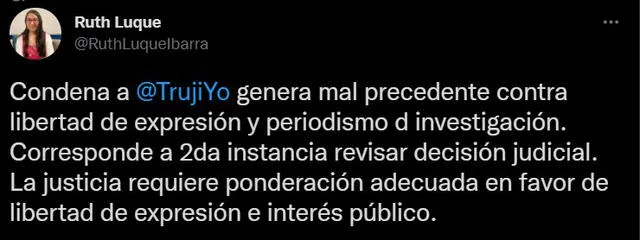 Vocera de JPP cuestionó sentencia contra el autor del libro Plata como cancha. Foto: Captura de Twitter