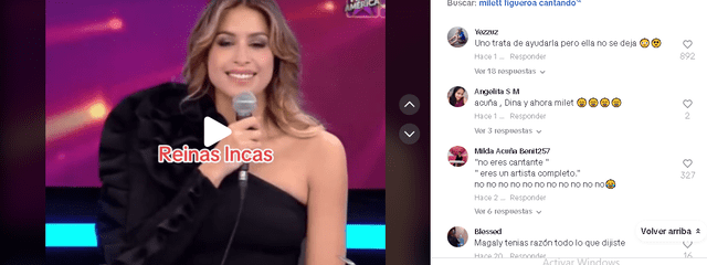 Milett Figueroa fue duramente criticada a raíz de sus peculiares comentarios en 'Cantando'. Foto: TikTok.   