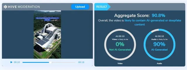 <em>Resultado de la evaluación en Hive Moderation. Foto: captura de Google</em>   