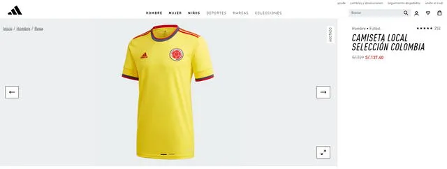 Costo camiseta Colombia. Foto: captura